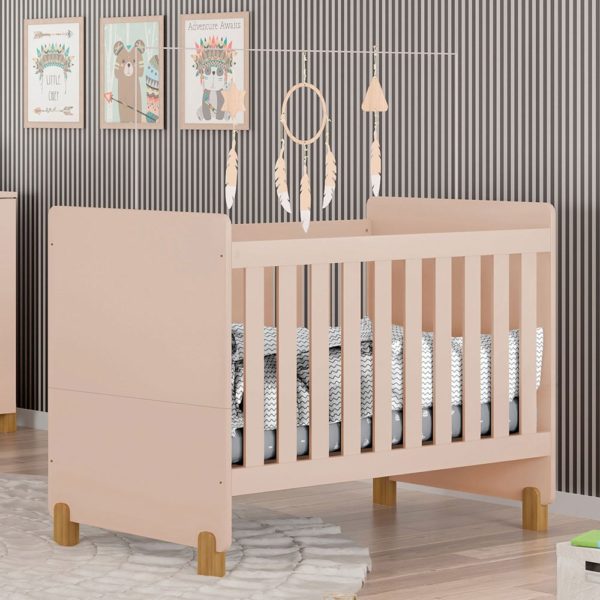 Berço Mini Cama Melody Rosê Estrela - Móveis Estrela Baby