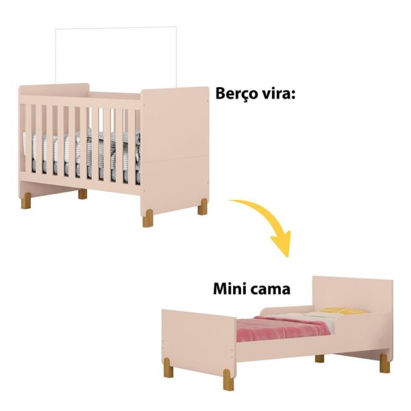Berço Mini Cama Melody Rosê Estrela - Móveis Estrela Baby - Image 3