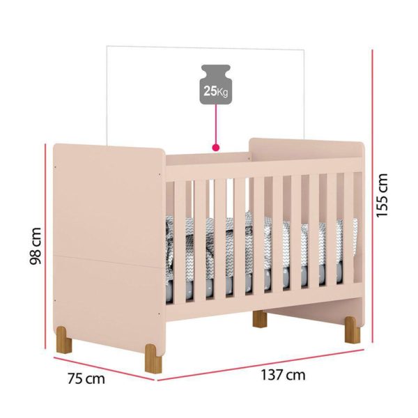 Berço Mini Cama Melody Rosê Estrela - Móveis Estrela Baby - Image 4