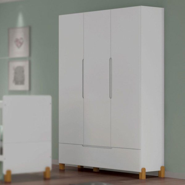 Guarda Roupa Infantil Melody Decor 3 portas Branco - Móveis Estrela 100% MDF