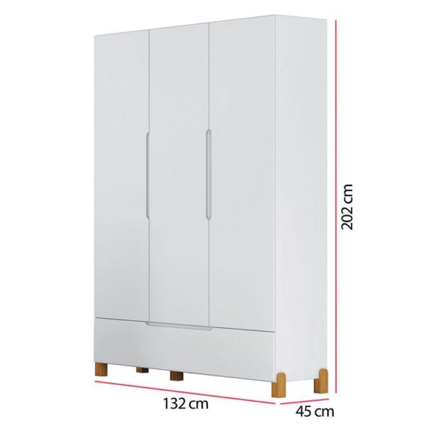 Guarda Roupa Infantil Melody Decor 3 portas Branco - Móveis Estrela 100% MDF - Image 4
