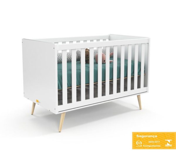 Berço Retro Laqueado Branco Soft/Eco Wood