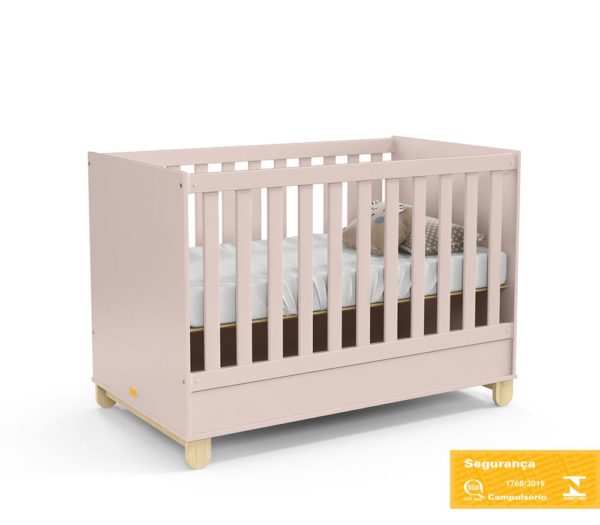Berço Zupy Laqueado Branco Soft/Rose