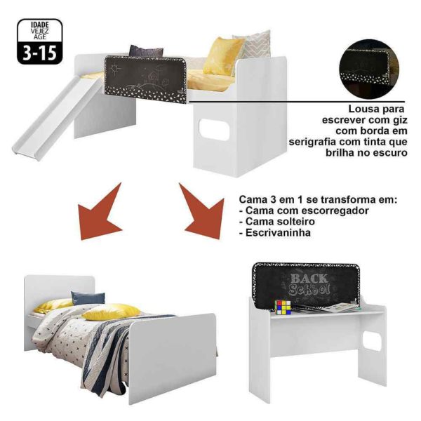 Cama Infantil com Escorregador e Lousa Multifuncional Pura Magia - Image 11