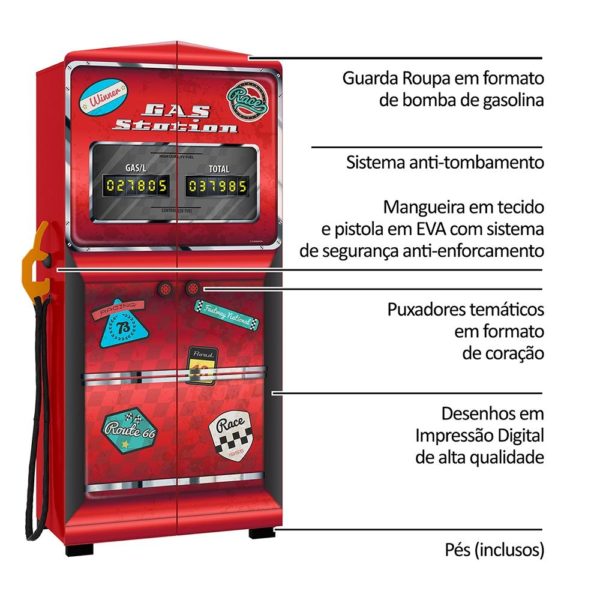 Guarda-Roupa Infantil Gas Station Premium Pura Magia - Image 2