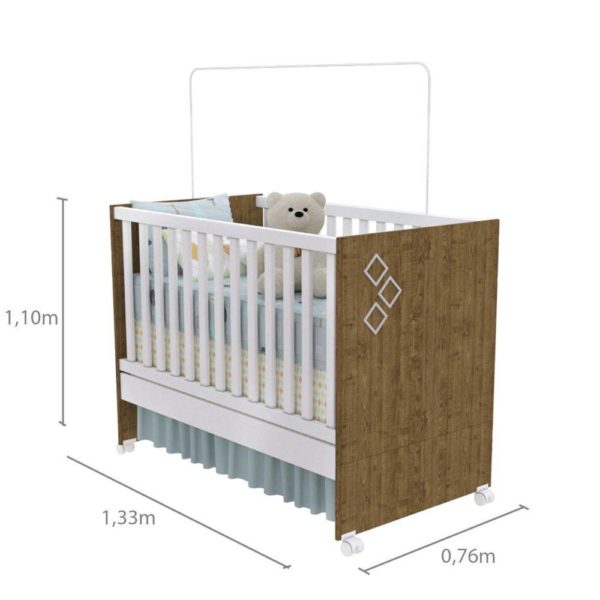 Berço Sonetto 3 em 1  Com Mini Cama e Mini Sofá Cinamomo/Neve - Image 4